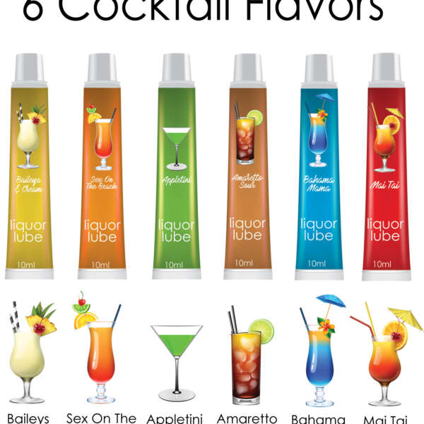 Liquor Lube Assorted Flavors 72 Pcs Display - Display - 6 Cocktail Flavors - 10ml Tubes