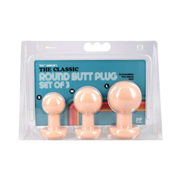The Classic Round Butt Plug Cream 3pc