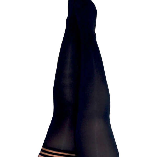 Danielle - Black Opaque Thigh High - Size D -  Black