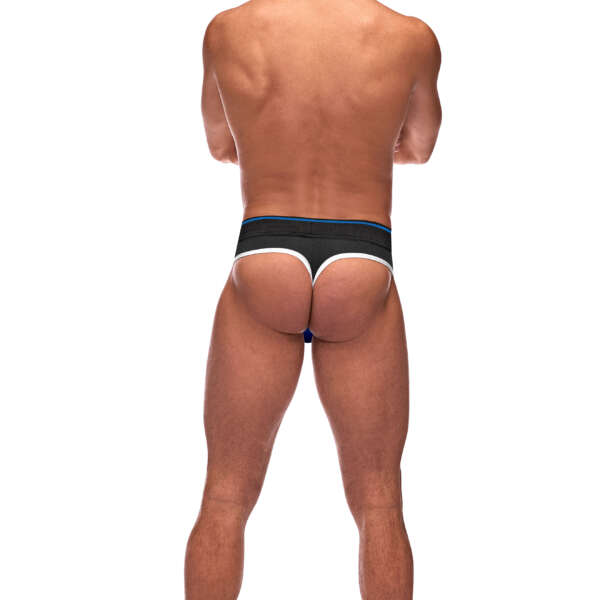 Retro Sport Panel Thong - L/ XL - Black/ Blue
