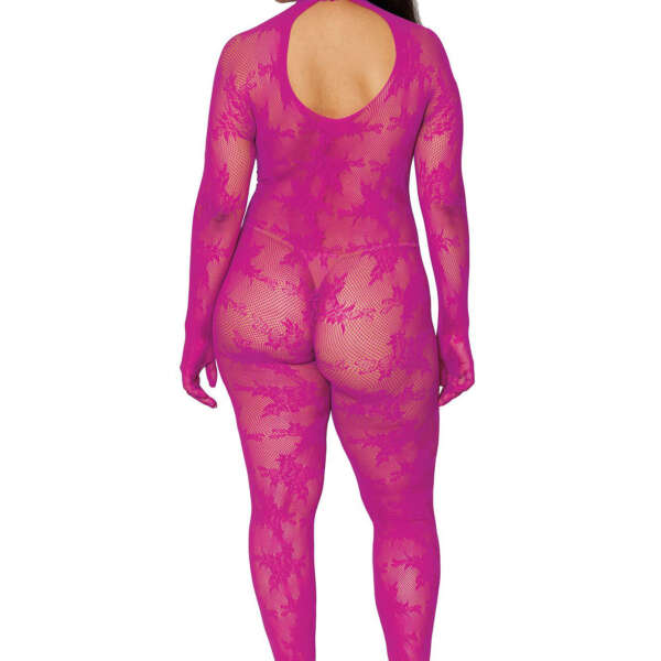 Bodystocking With Finger Gloves - Queen Size - Azalea