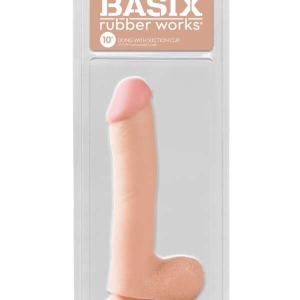 Basix Rubber Works - 10 Inch Dong With Suction Cup - Flesh