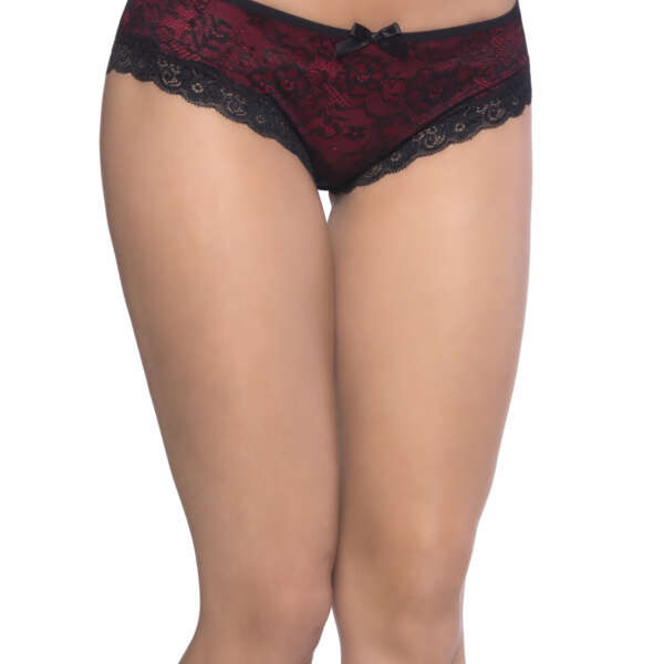 Cage Back Lace Panty - 3x4x - Black/red