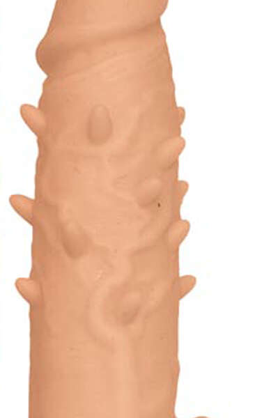 Natural Realskin Spiked Vibrating Penis Xtender - White