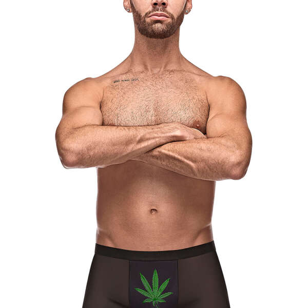 Private Screening Pot Leaf Pouch Short Black
