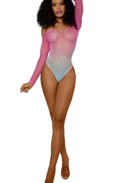 Ombre Net Bodystocking - Os - Tropical Sky