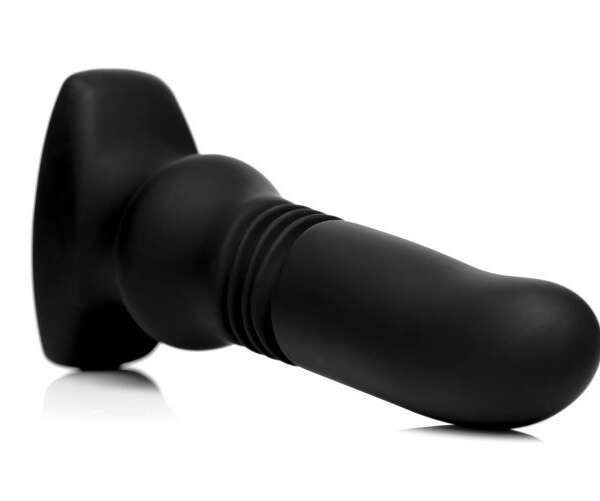 Thunder Plugs Silicone Vibrating and Thrusting Plug - Black