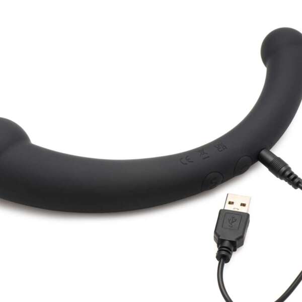 10x Vibra-Crescent Silicone Dual Ended Dildo - Black