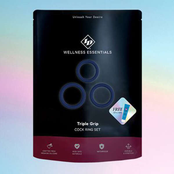 Tripple Grip Cock Ring Set - Blue