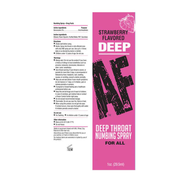 Deep Af Numbing Throat Spray 1 Oz - Strawberry