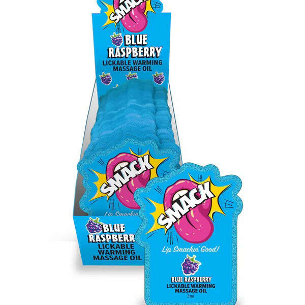 Smack Lickable Massage Oil, 3ml Pouch Display 36pc - Blue Raspberry