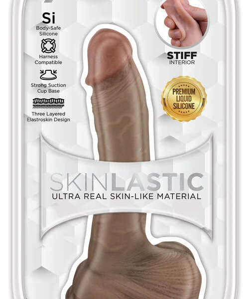Skinsations - Skinlastic - Sliding Skin Dildo -   7-Inch With Suction Base