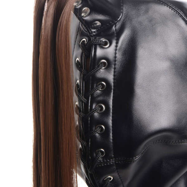 Ponytail Bondage Hood - Black