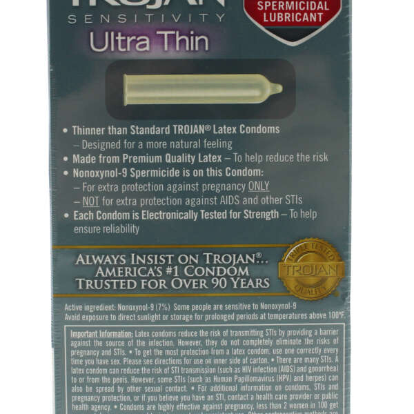 Trojan Sensitivity Ultra Thin Armor Spermicidal Lubricated Condoms 12 Pack