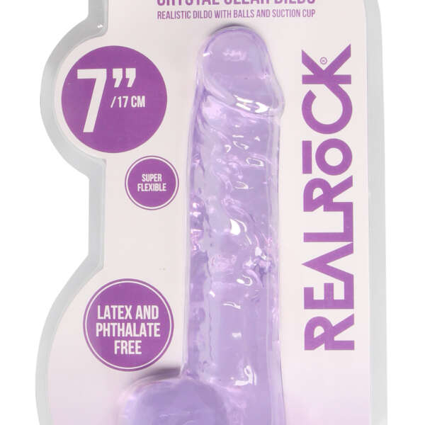 7 Inch Realistic Dildo With Balls - Purple