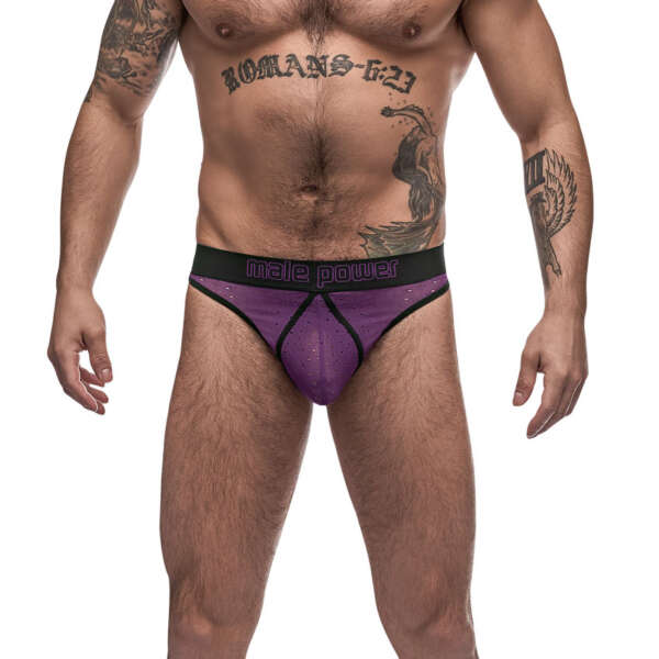 Airotic Mesh Enhancer Thong - Purple - S/m