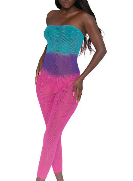 Seamless Mesh Bodystocking - Os - Neon Rainbow