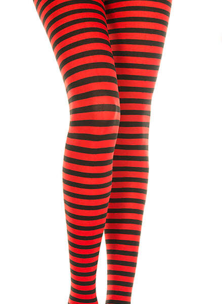 Striped Tights - One Size - Black/red