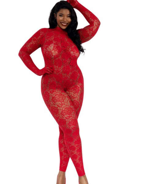 Gloved Bodystocking Dmnd - Qs - Red