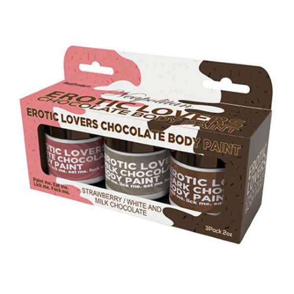 Erotic Lovers Chocolate Body Paint - Neapolitan - White Chocolate, Milk Chocolate and Strawberry - (3 Pack)