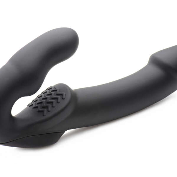 Evoke Rechargeable Vibrating Silicone Strapless Strap on - Black
