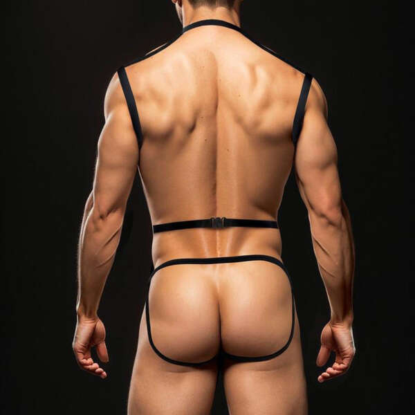 Envy 3 Pc Wet Look Chest Harness - Large/xlarge - Black