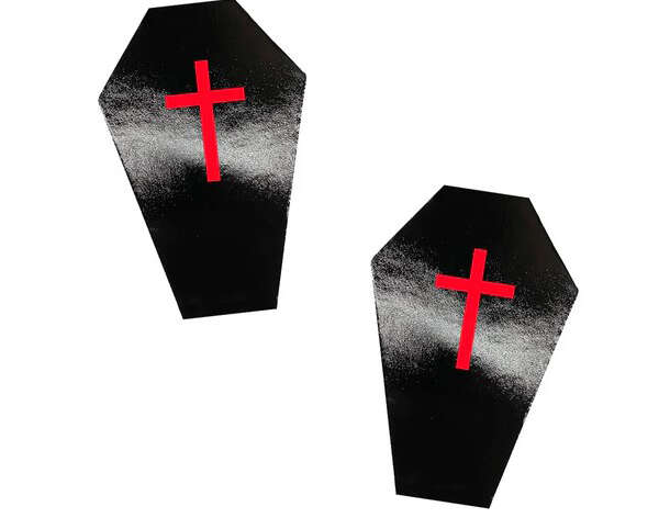 Dom Squad Wet Vinyl Black Coffin Nipple Cover Pasties