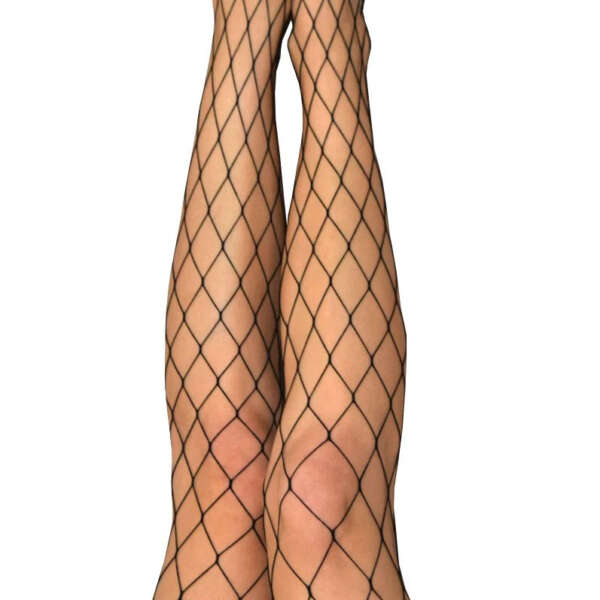 Michelle - Fishnet Thigh High - Size a - Black