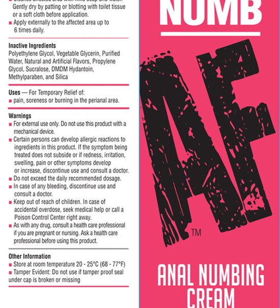 Numb Af - Anal Desensitizer Gel - Cherry - 1.5 Fl Oz