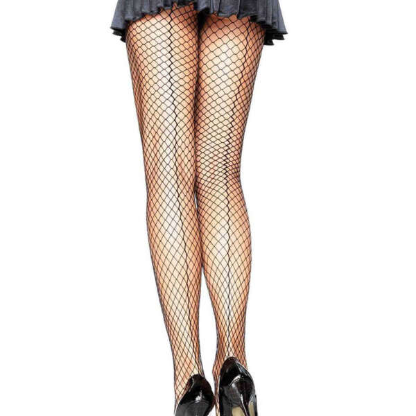 Spandex Industrial Net Backseam Pantyhose - One  Size - Black