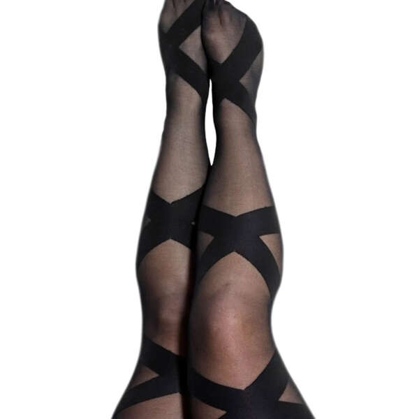 Jackie - Semi Sheer Thigh High - Size D - Black