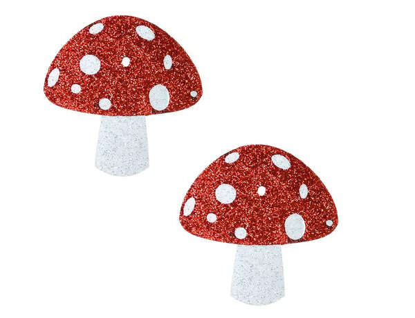 Almost Emoji Sparkly Red Shroom Nipple Cover Pasties