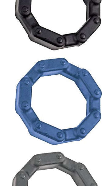 Anal-Ese Chainlink Cockrings - Black/blue/grey