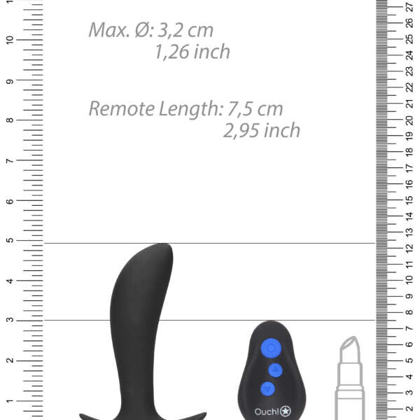 E-Stimulation and Vibration Butt Plug With Wireless Remote Control - Black