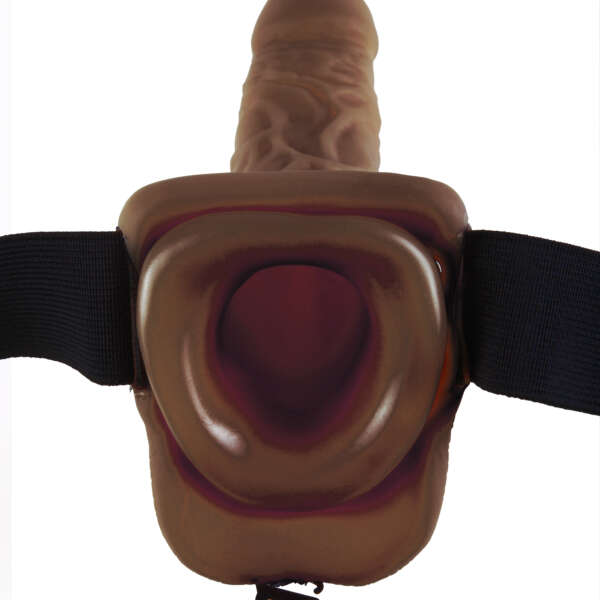 Fetish Fantasy Series 9-Inch Vibrating Hollow Strap-on With Balls - Brown