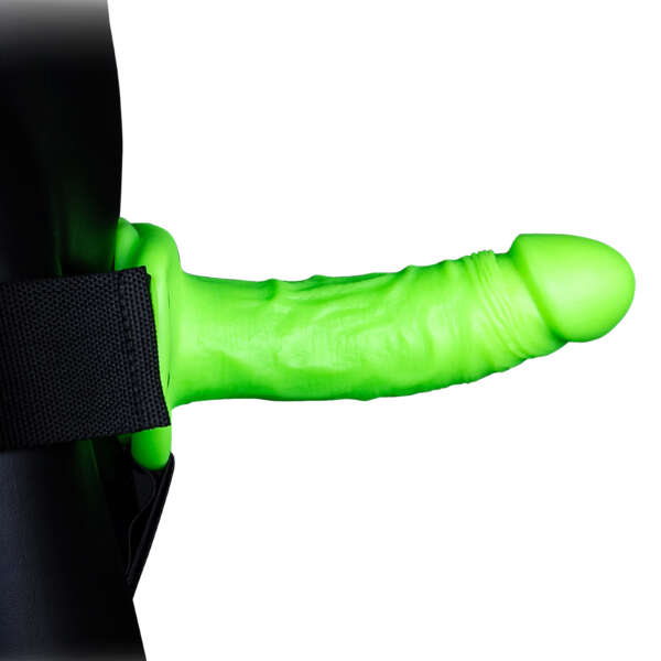 Realistic Hollow Strap-on Harness 7 Inch - Glow in the Dark