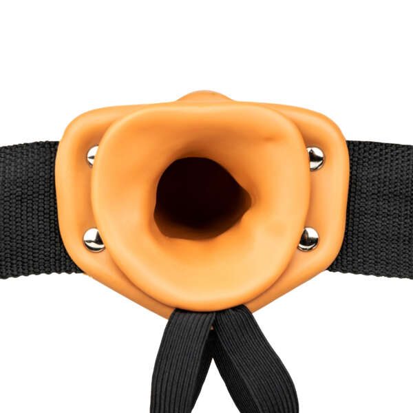 Vibrating Hollow Strapon Without Balls 6 Inch - Balls 6 Inch - Tan