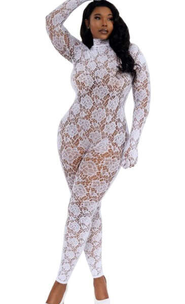 Gloved Bodystocking Dmnd - Qs - White