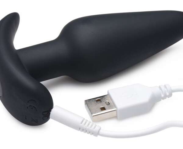 21x Silicone Butt Plug With Remote - Black