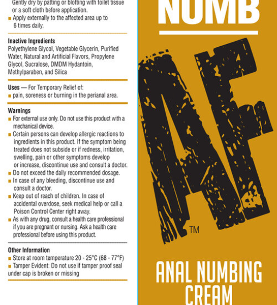 Numb Af - Anal Desensitizing Gel - Unflavored - 1.5 Fl. Oz.
