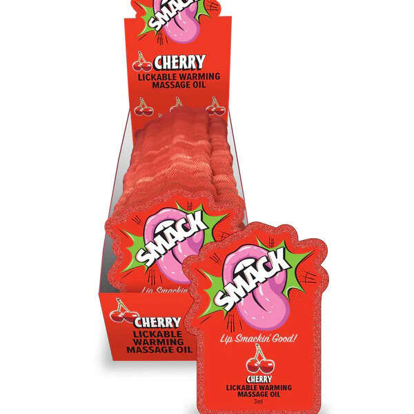 Smack Lickable Massage Oil, 3ml Pouch Display 36pc - Cherry