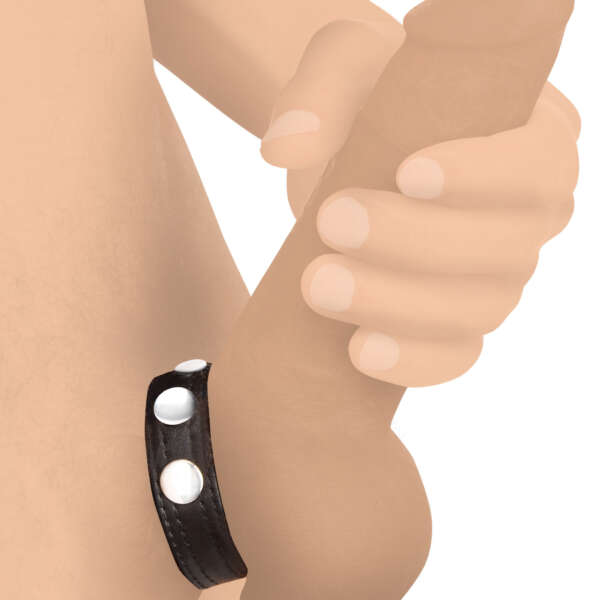 Cock Gear Leather Speed Snap Cock Ring - Black