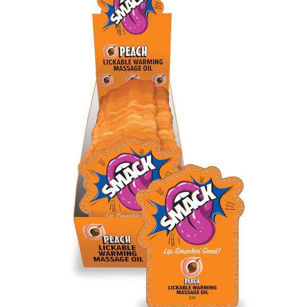 Smack Lickable Massage Oil, 3ml Pouch Display 36pc -Peach