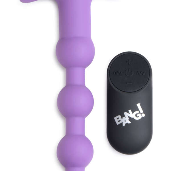 Bang - Vibrating Silicone Anal Beads and Remote Control - Purple