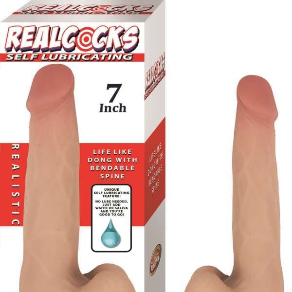 Realcocks Self Lubricating Dong - 7 Inch - Flesh