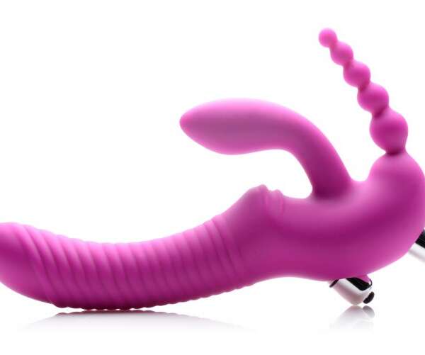 Regal Rider Vibrating Strapless Strap- on Triple G Dildo - Pink