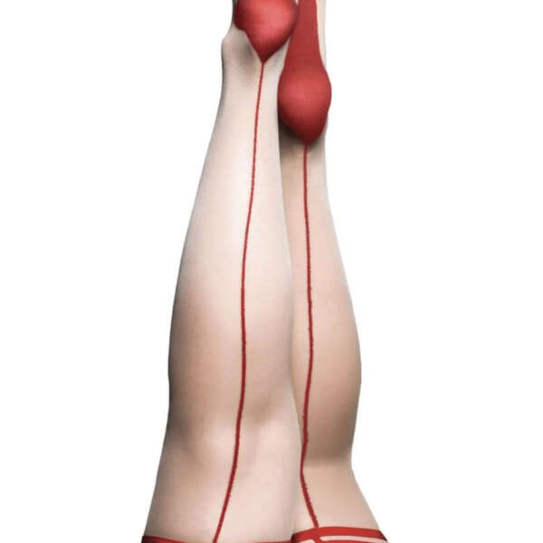 Whitney -Red Back Seam Thigh High - Size C - Nude