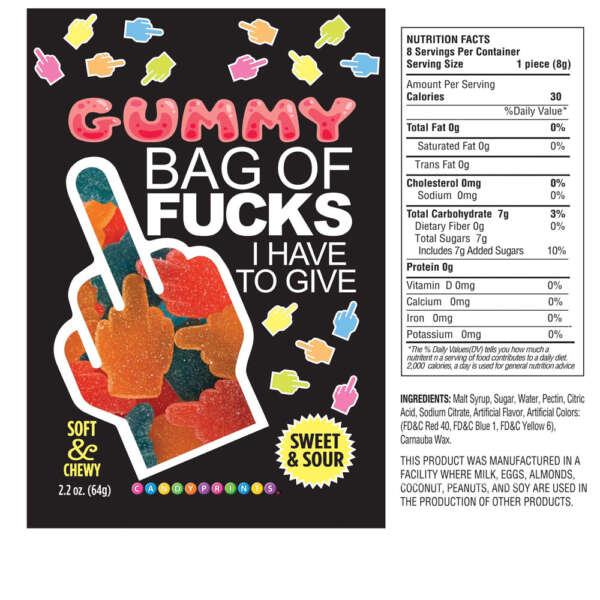 Bag of Fucks I Have to Give, Sour Gummy 2.2oz
