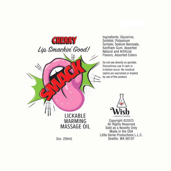 Smack Warming and Lickable Massage Oil - Cherry 2 Oz