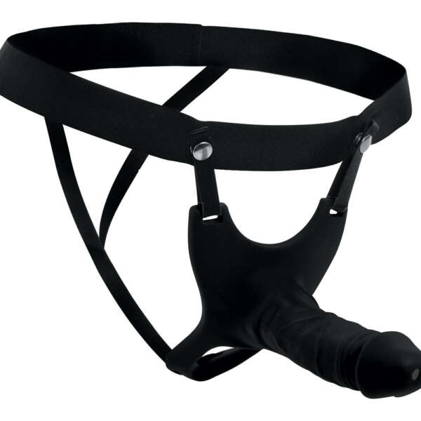 Hollow Silicone Dildo Strap-on - Black